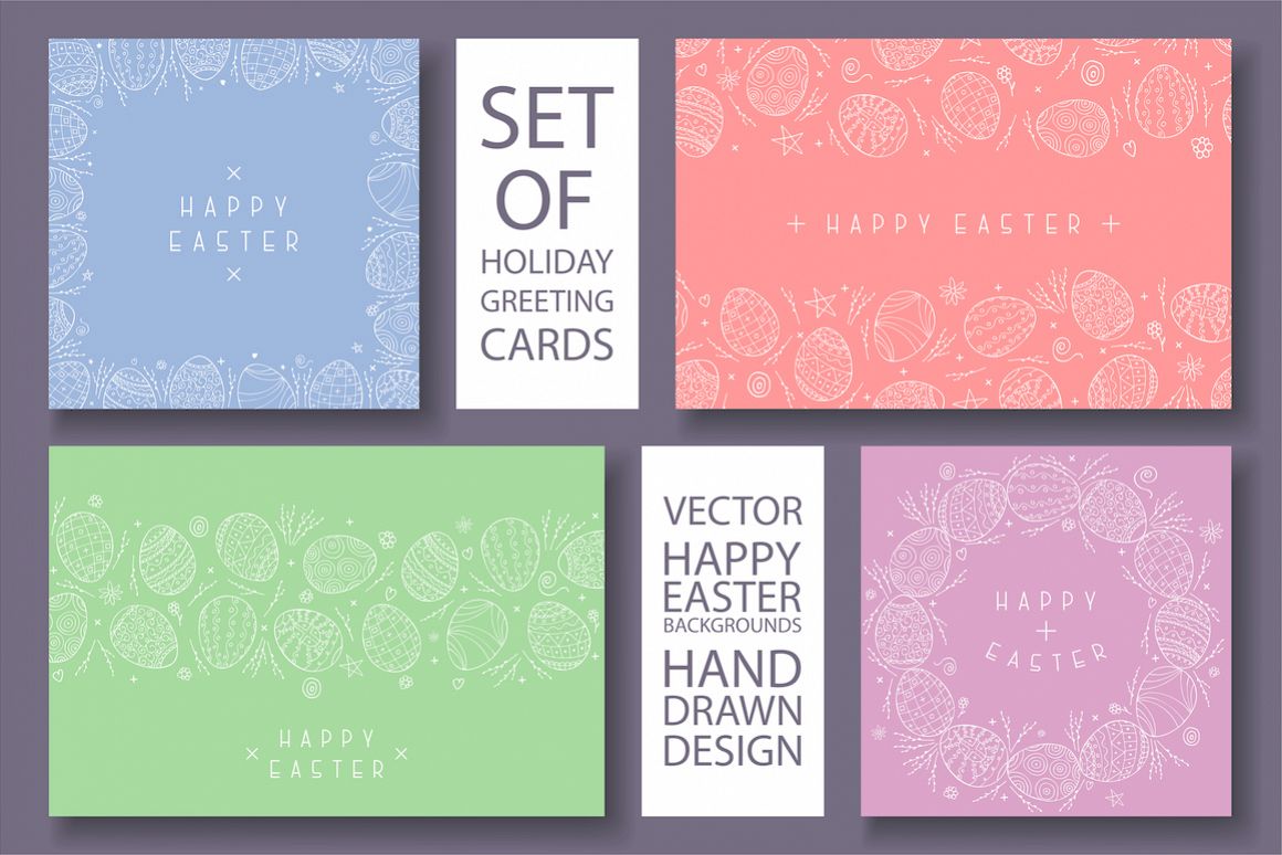 Hand drawn Happy Easter cards example image 1
