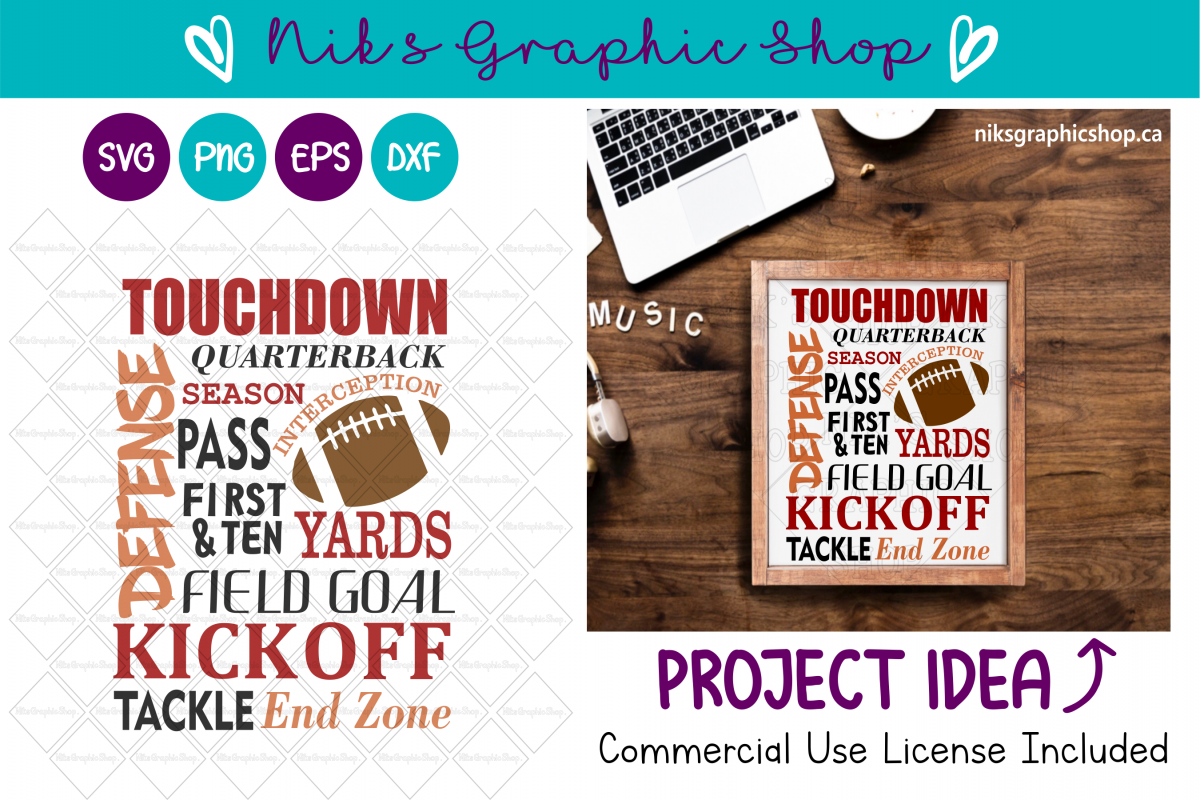 Football Svg, Football Collage Svg, Football Terms Svg example image 1
