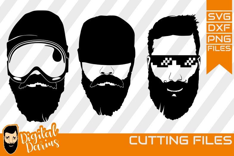 3x Beard man with cap svg, Man face SVG, Man svg, Long beard example image 1