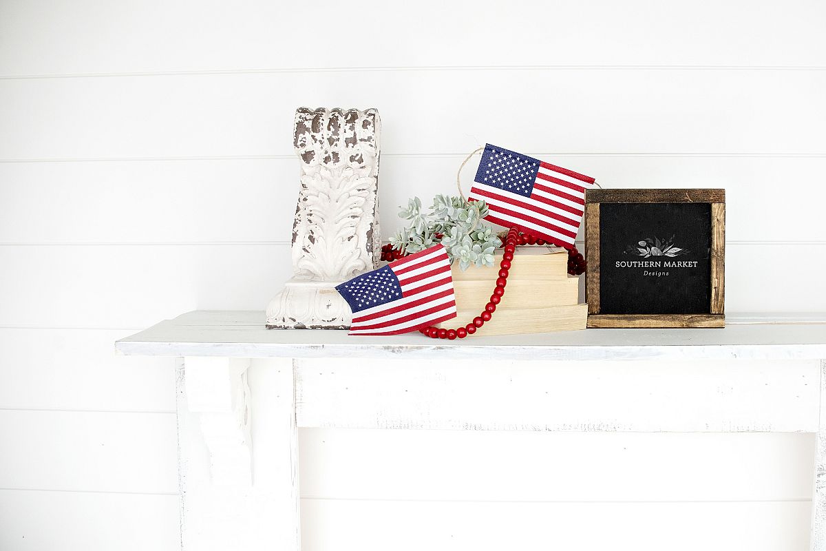Patriotic Summer Wood 6x6 Sign Mock Up Stock Photo example image 1