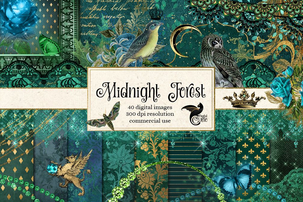 Midnight Forest Digital Scrapbooking Kit example image 1