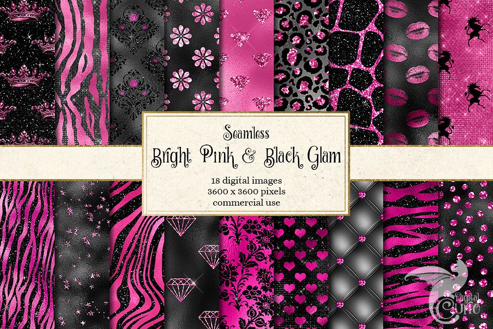 Bright Pink and Black Glam Textures example image 1