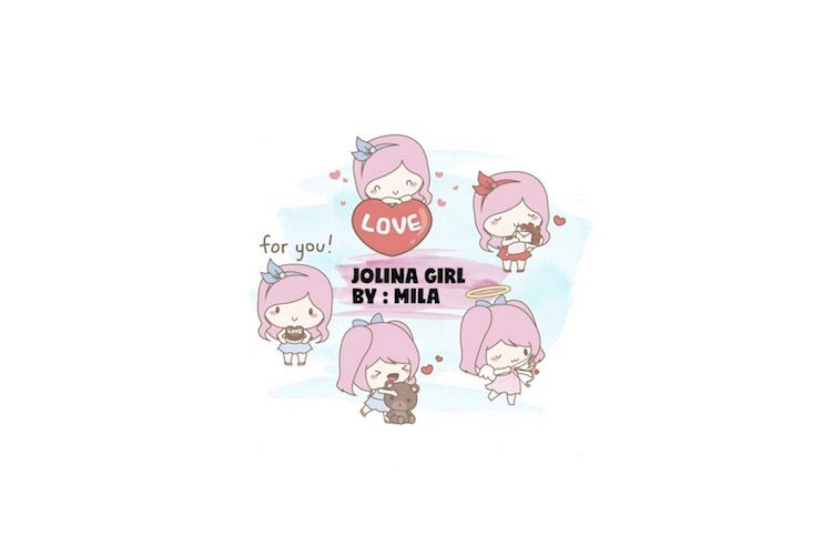 KAWAII GIRL JOLINA VALENTINES DAY CLIPART BUNDLE PNG example image 1