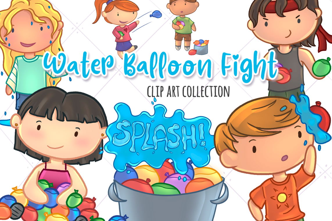Water Balloon Fight Clip Art Collection (88942) Illustrations