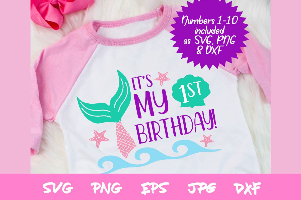 birthday svg, mermaid svg, sublimation, silhouette, cricut example image 1