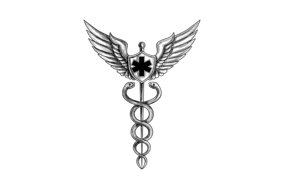 Caduceus Pilot Wings EMT Star Tattoo example image 1