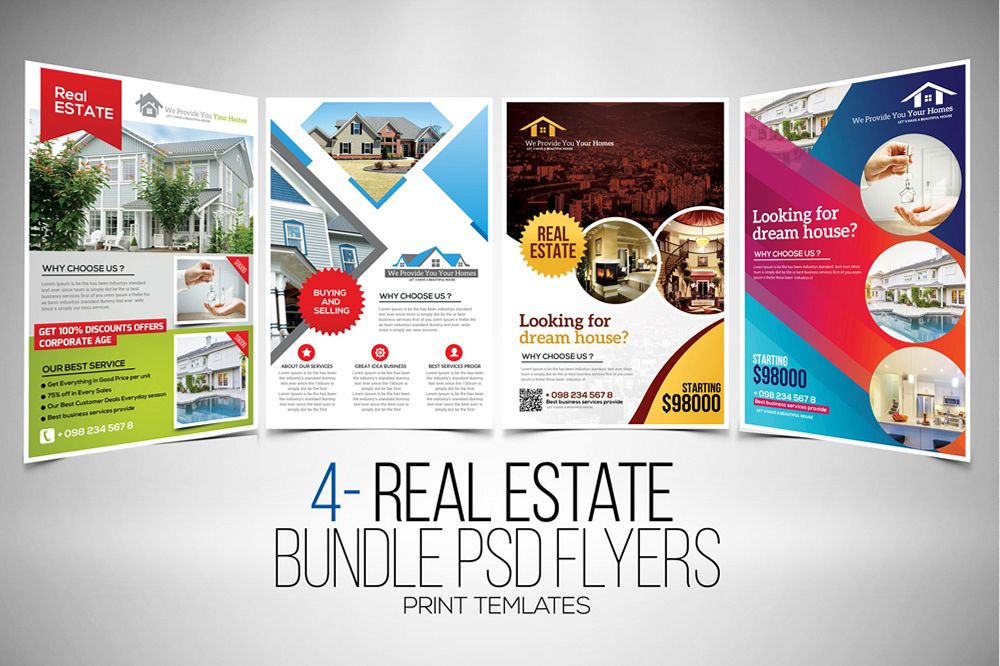 4 Real Estate Flyers Bundle example image 1