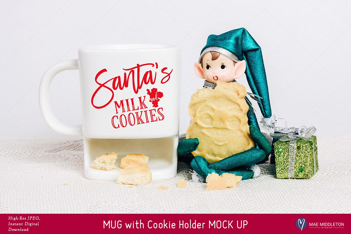 Christmas Mock Up - White Mug with Cookie Holder example image 1