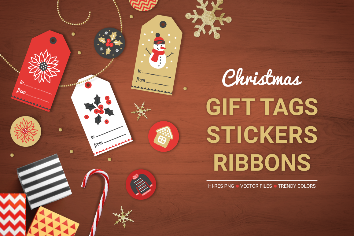 Christmas Ribbons, Stickers, Tags example image 1