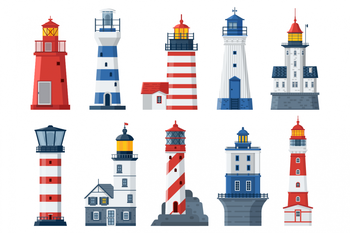Flat Lighthouses and Sea Guide Lights example image 1