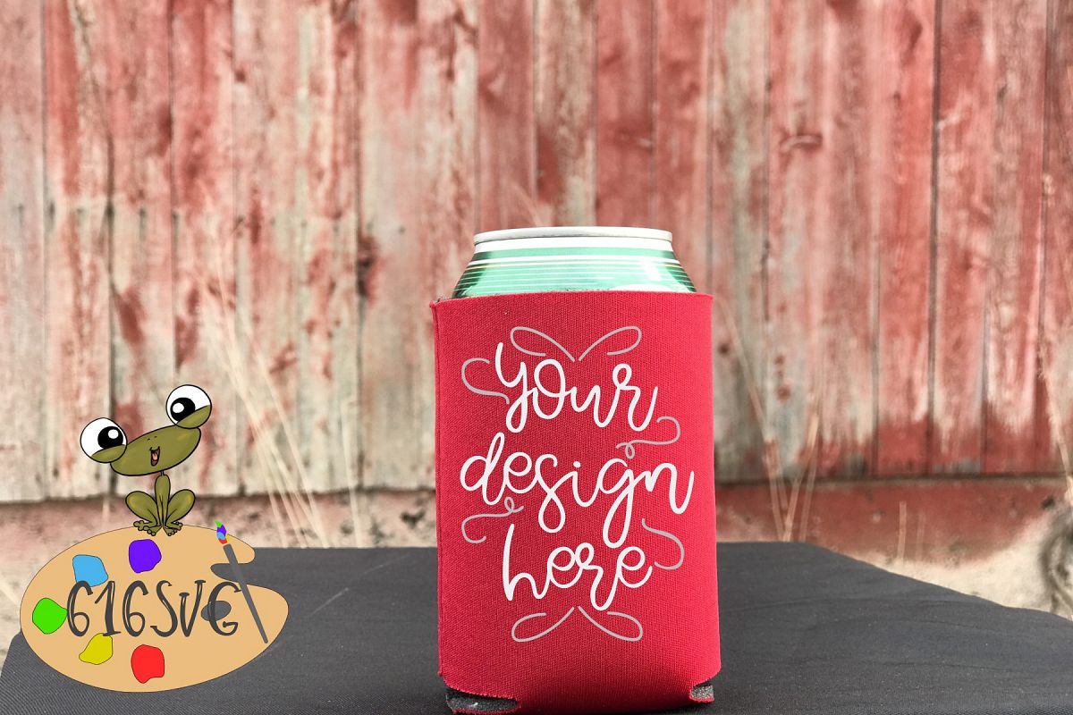 Red Can Cooler Mockup example image 1