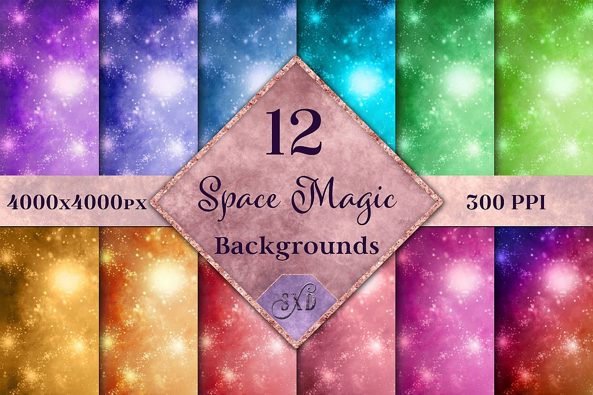 Space Magic Backgrounds - 12 Image Backgrounds Textures Set example image 1