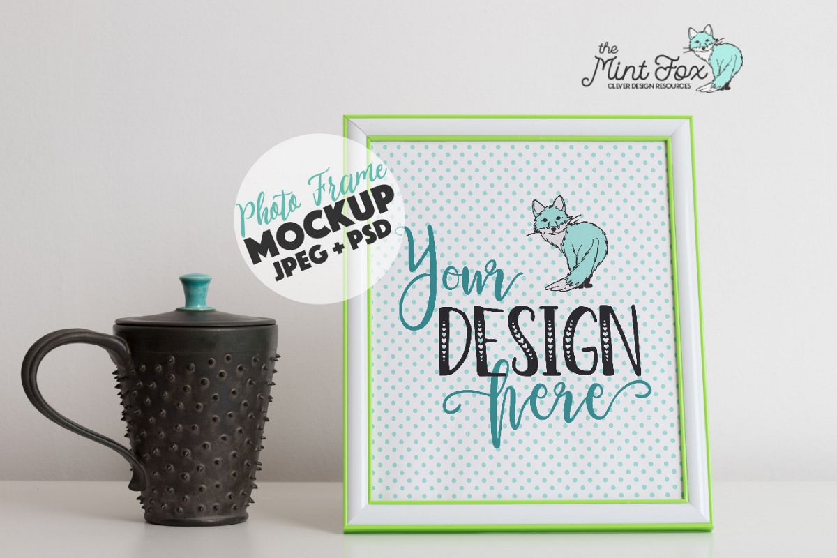 Photo Frame Mockup with Coffee Mug example image 1