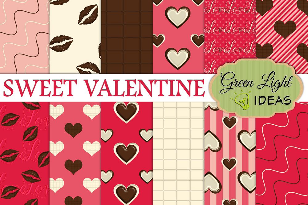 Sweet Valentine Digital Papers, Valentine's Day Backgrounds, Love Scrapbook Papers example image 1