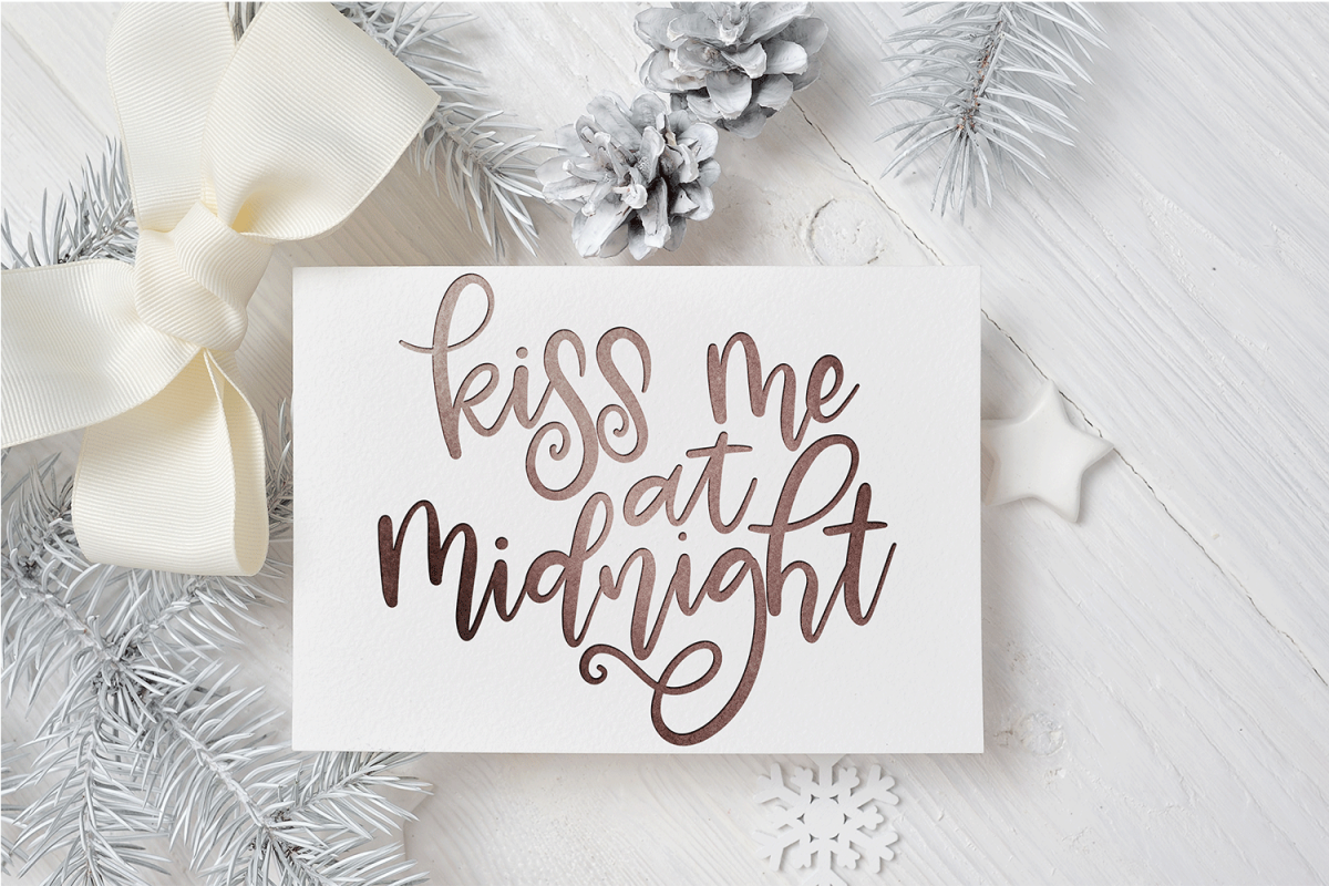 New Year SVG - Kiss Me at Midnight Hand-Lettered Cut File example image 1