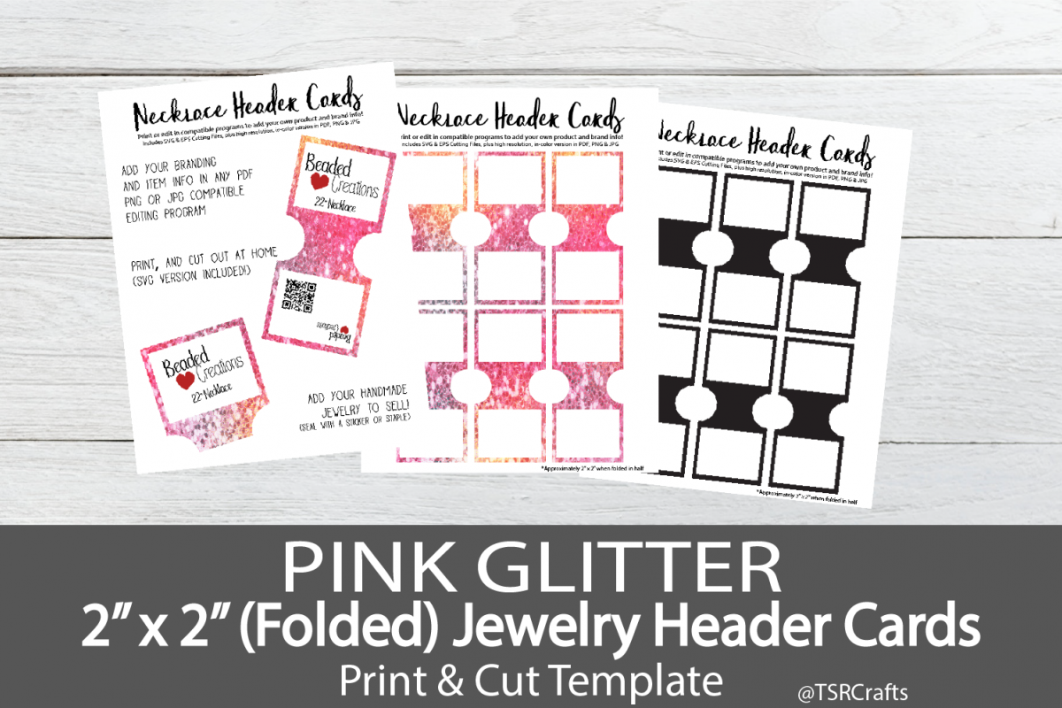 Jewelry Header Cards for Necklace -Pink Glitter example image 1