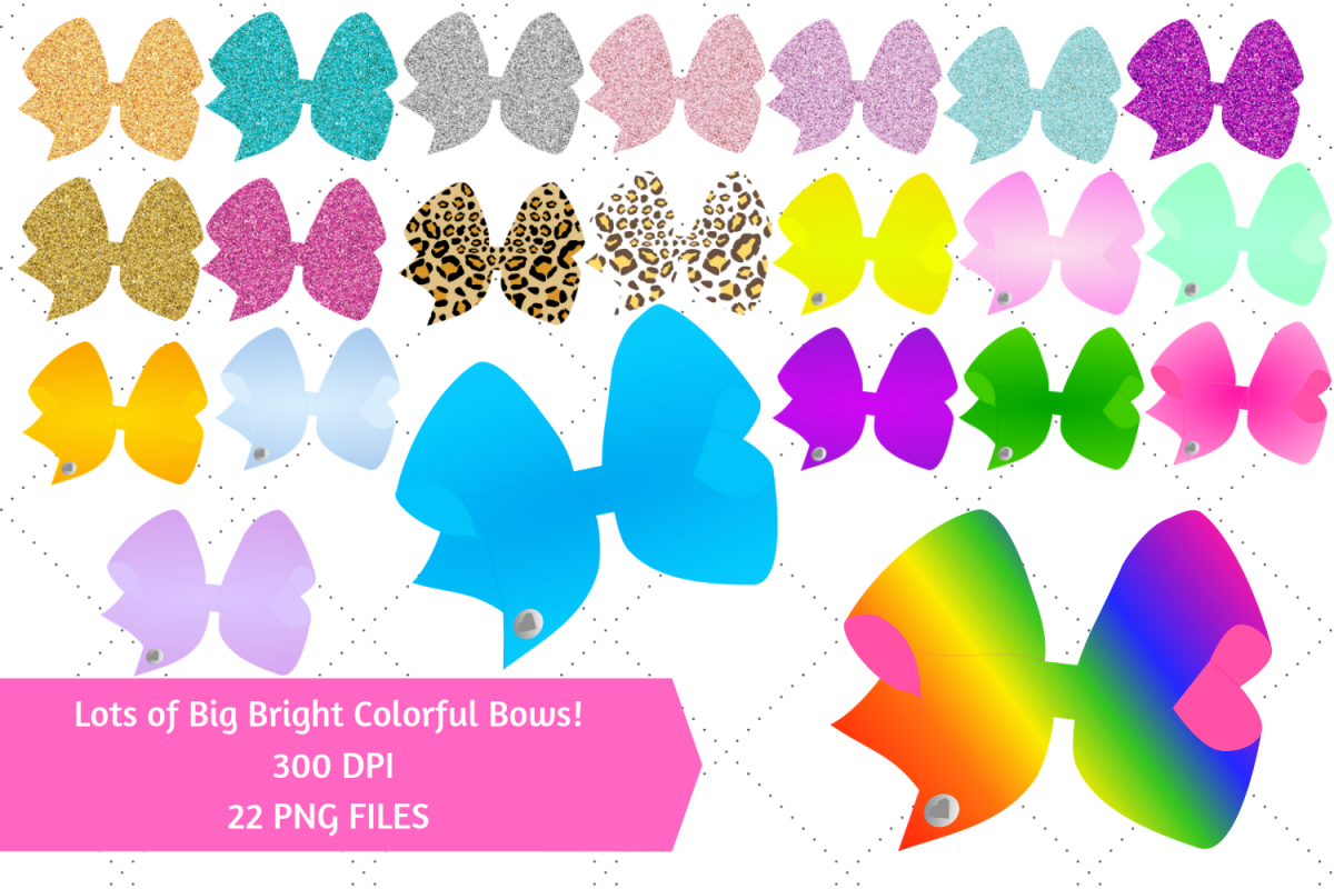 Big Bright Colorful Bows Clip Art - Girly Fashion Style example image 1