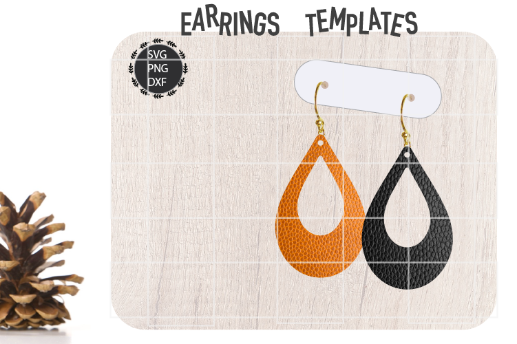Teardrop Earrings Svg, Earrings Svg, Wooden, Leather, Laser example image 1
