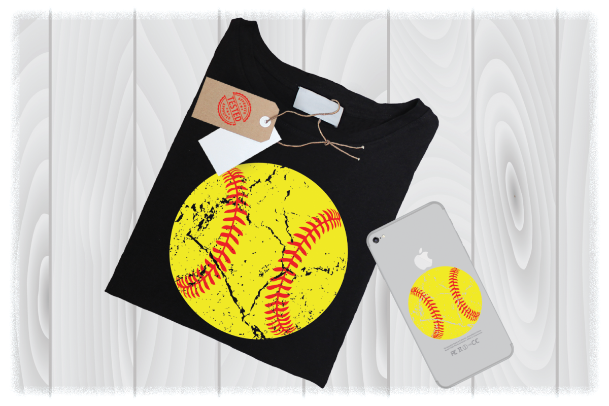 Softball SVG Files, Distressed SVG, SVG Distressed Softball example image 1
