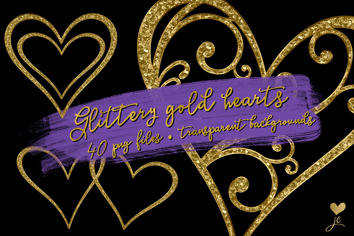 Glittery Gold Hearts example image 1