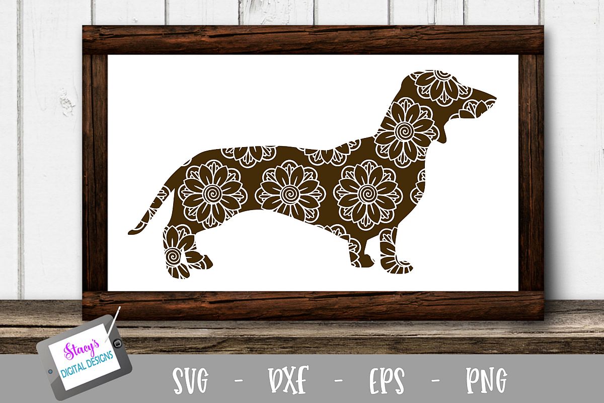 Download Dog SVG - Dachshund with floral mandala pattern