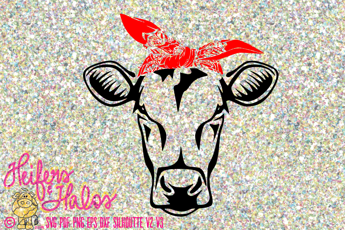 Cow Heifer with Bandana Simple Cut Design example image 1