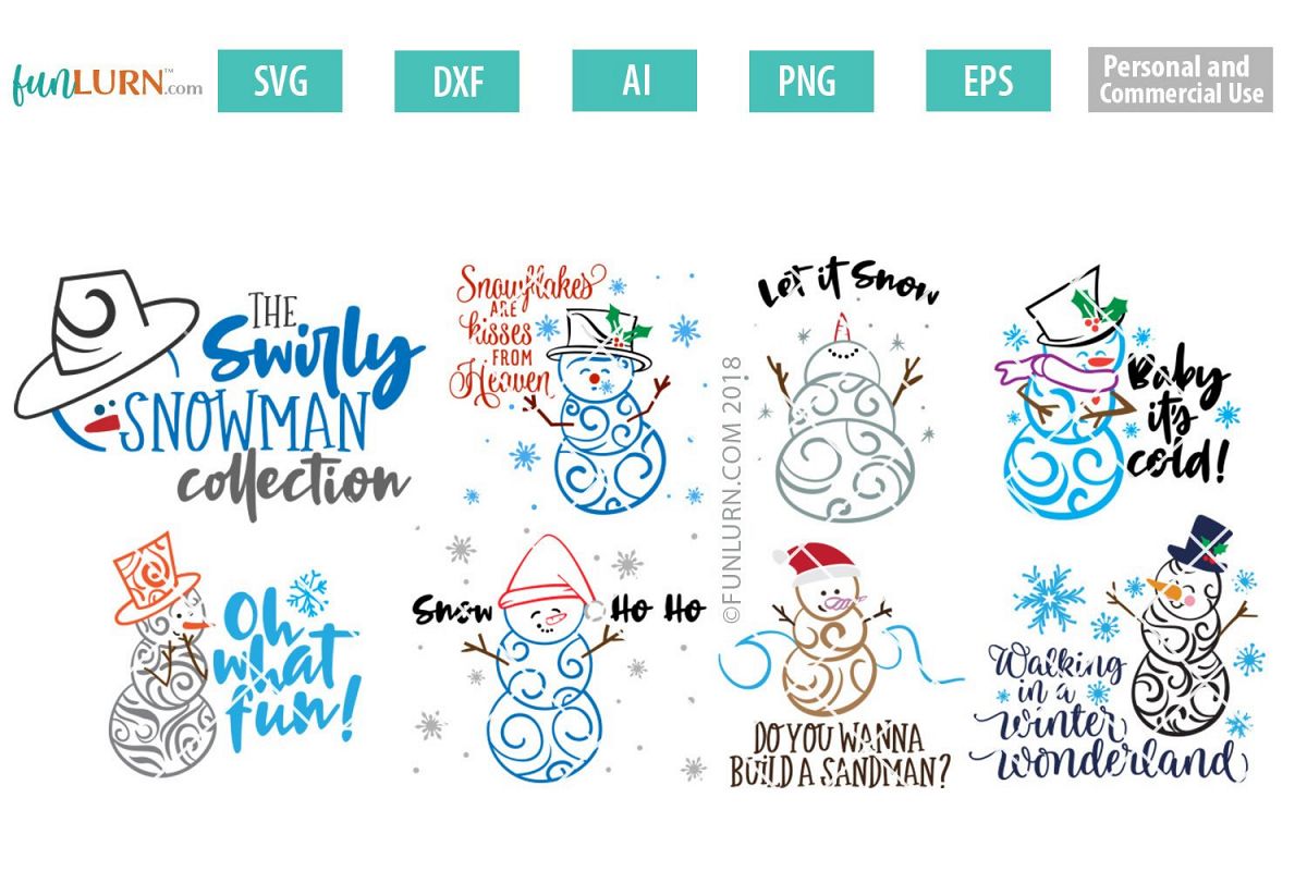 Swirly Snowman Bundle SVG example image 1