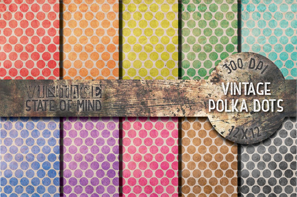 Vintage Polka Dots Digital Papers example image 1