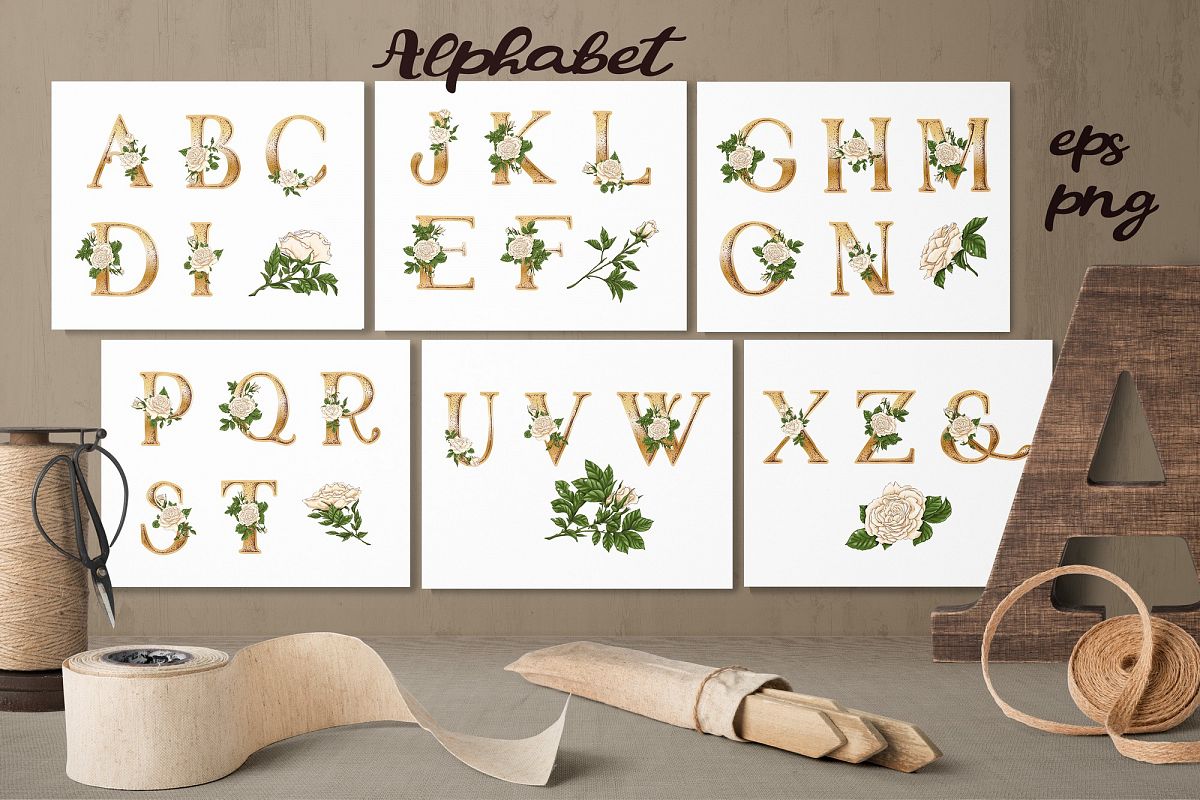 Roses – Vector Alphabets Set example image 1