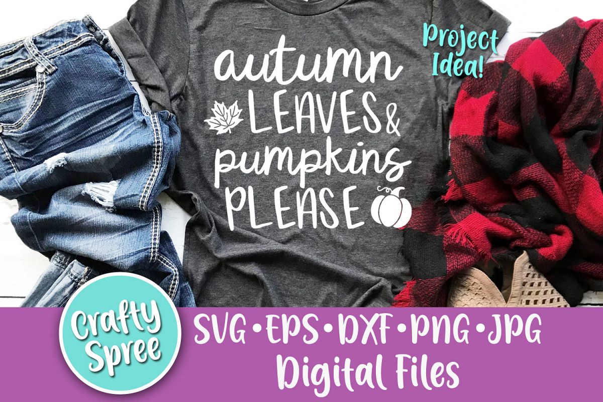 Autumn Leaves & Pumpkins Please SVG PNG DXF Cut File example image 1