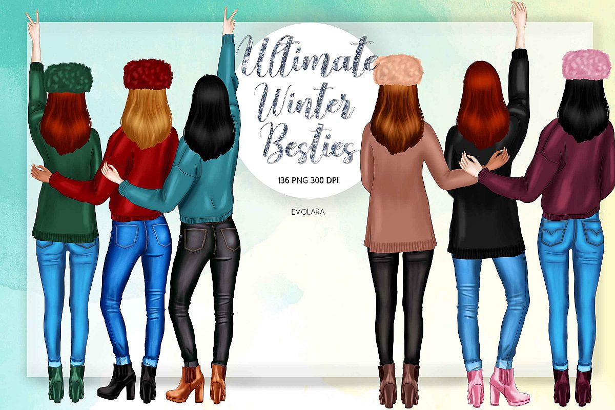 Best Friends Clipart Besties Clipart Winter Besties Clipart example image 1