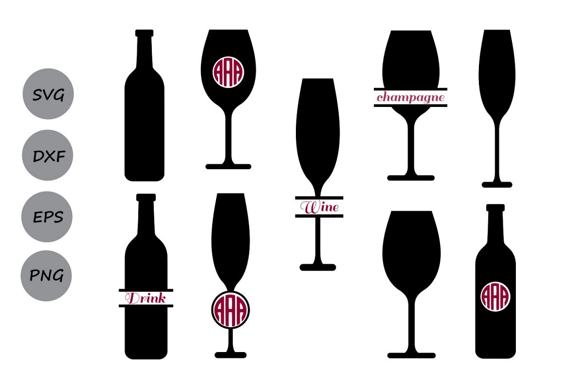 Download Wine glass svg, Wine svg Wine glass monogram svg, bottle ...