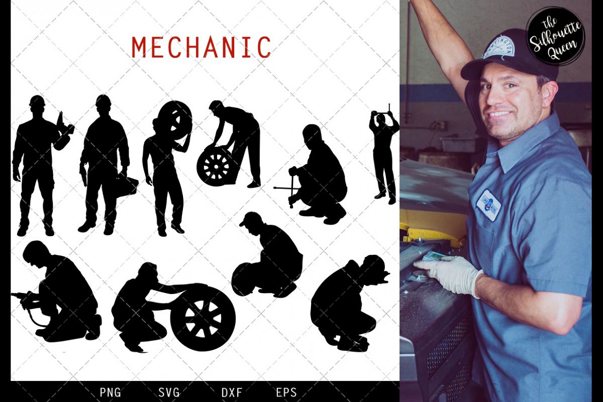 Mechanic svg file, repairman svg cut file, silhouette studio example image 1