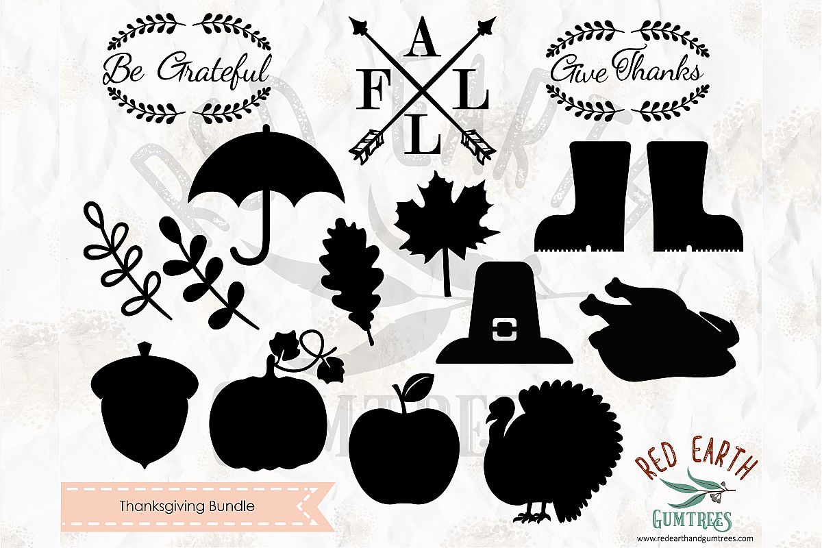 Thanksgiving elements bundle in SVG,DXF,PNG,EPS,PDF format example image 1