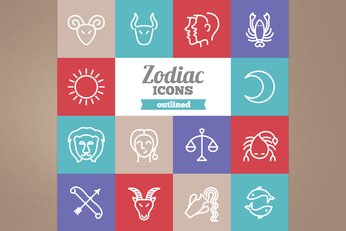 Outlined Zodiac Icons example image 1
