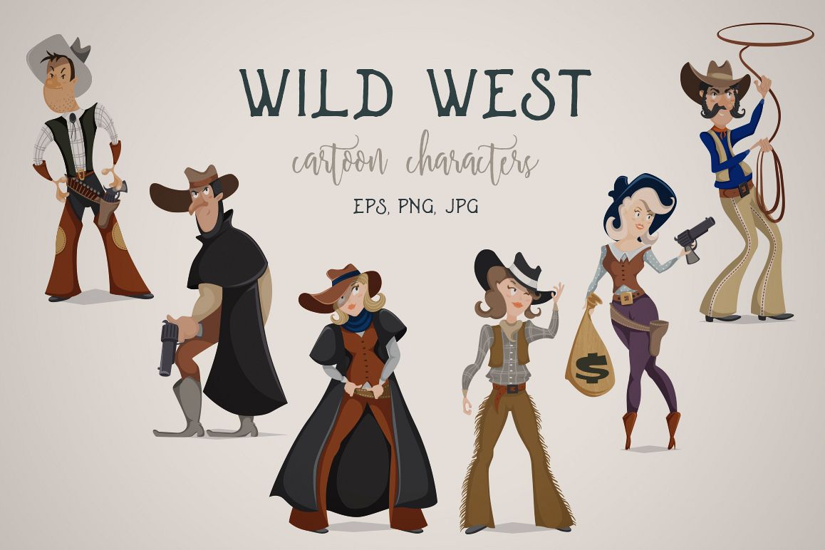 Wild west cartoon characters example image 1