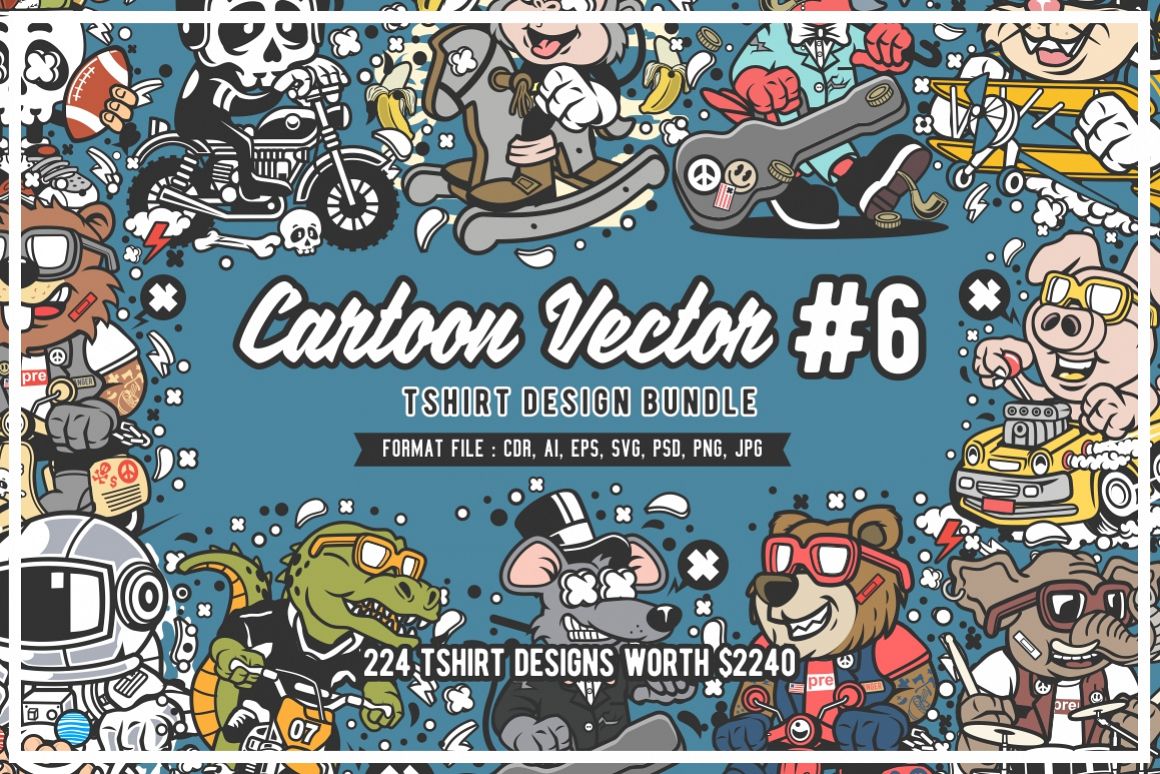 Cartoon Vector #6 Tshirt Design Bundle example image 1