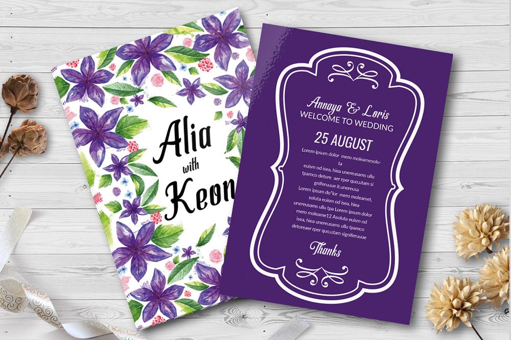 Double Sided Floral Wedding Invites example image 1