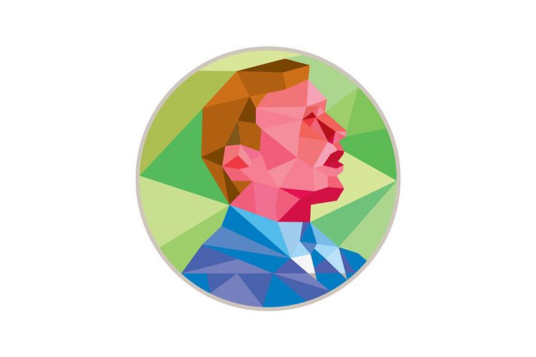 Businessman Looking Up Circle Low Polygon example image 1