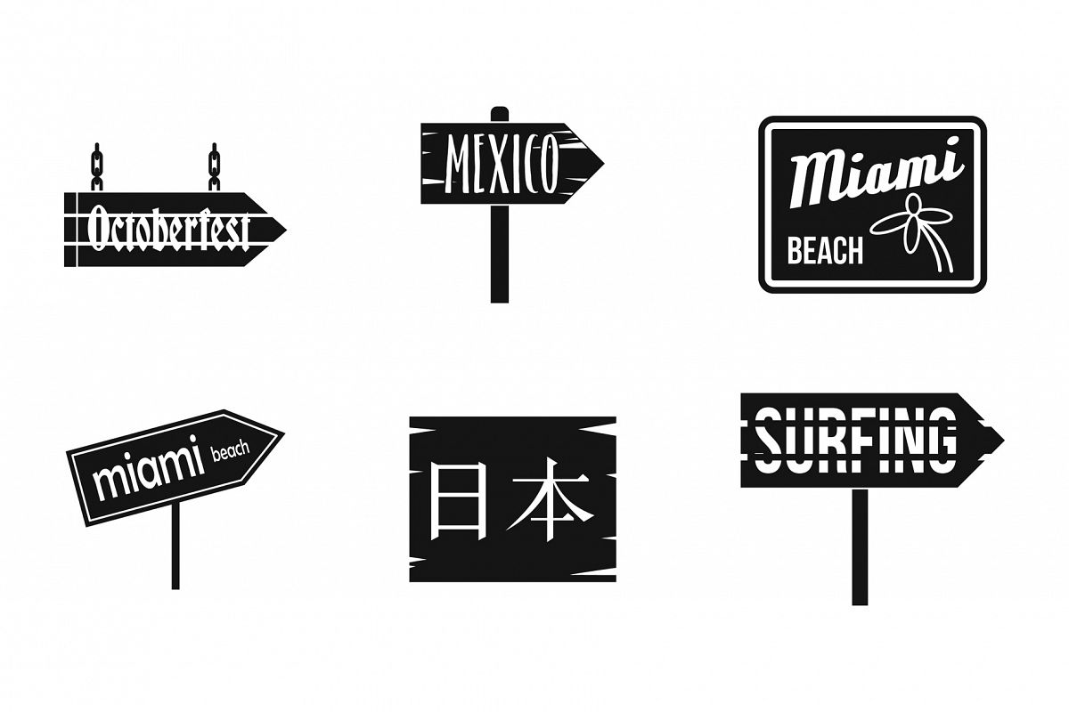 Welcome board icon set, simple style example image 1