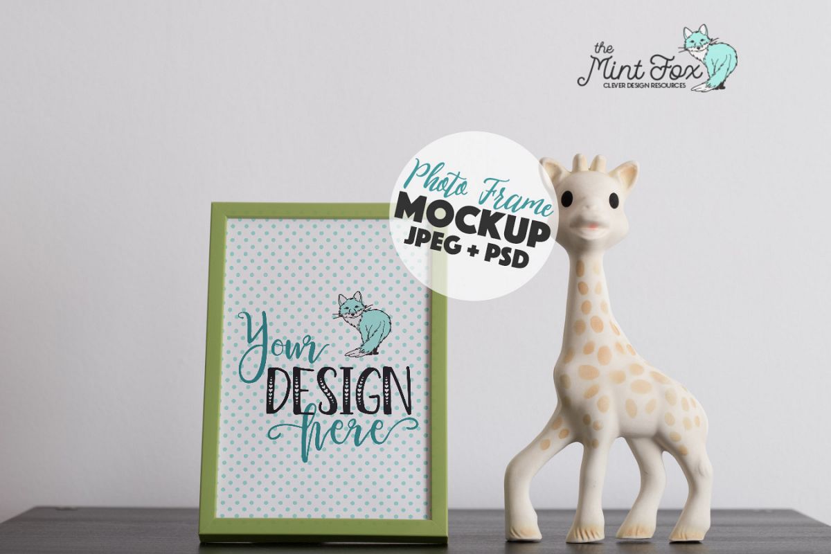 Children Photo Frame Mockup with Giraffe example image 1