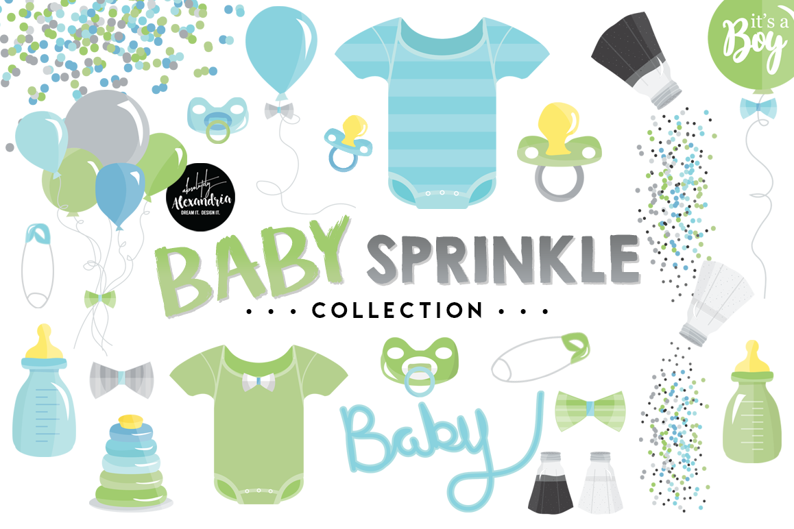 Baby Sprinkle Clipart Graphics & Digital Paper Patterns Bundle example image 1
