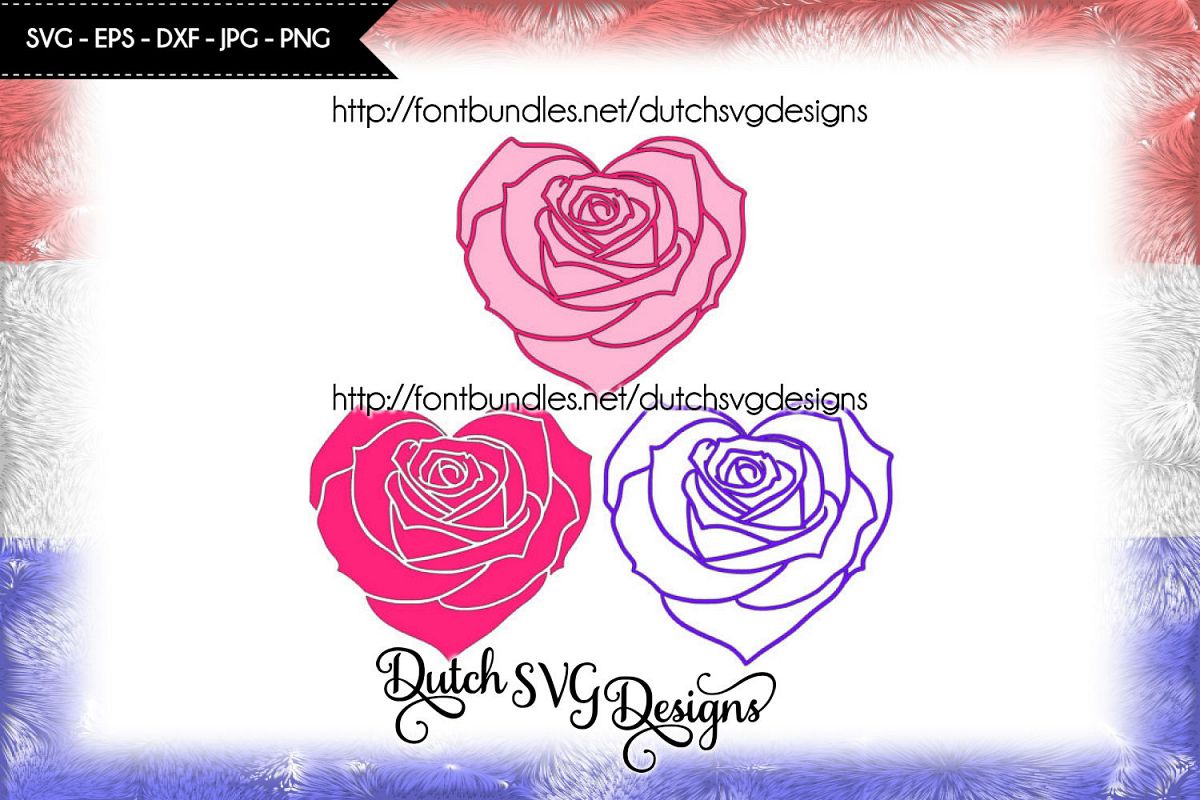 Cutting file rose in heart shape (3 files) example image 1
