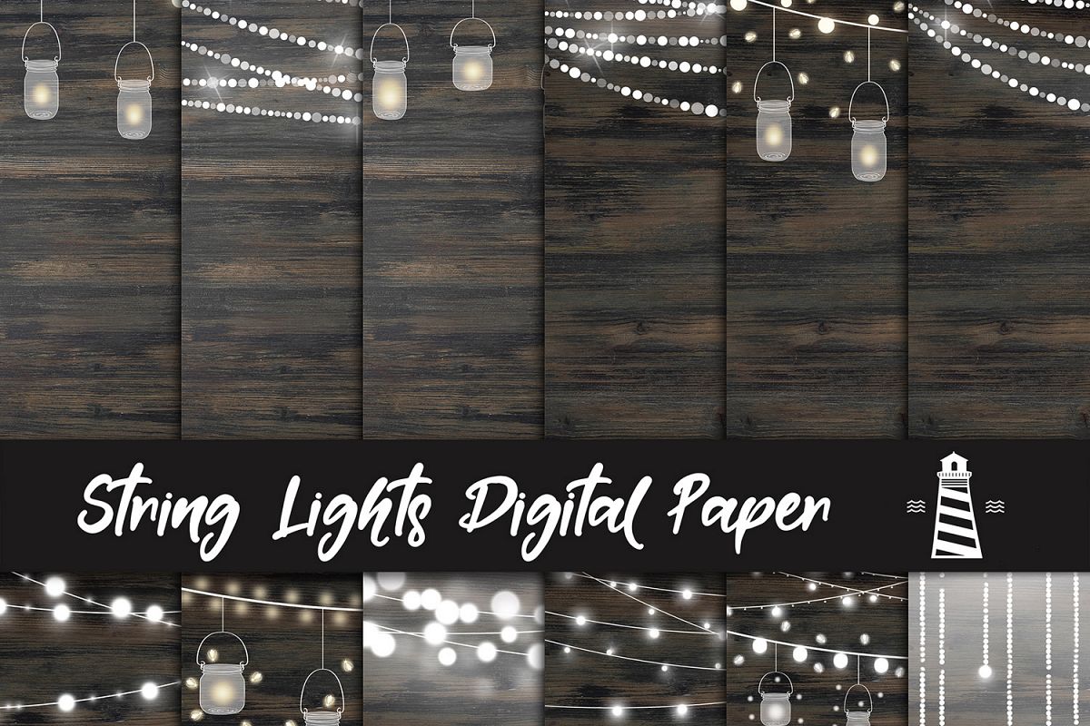 String Lights Digital Paper example image 1