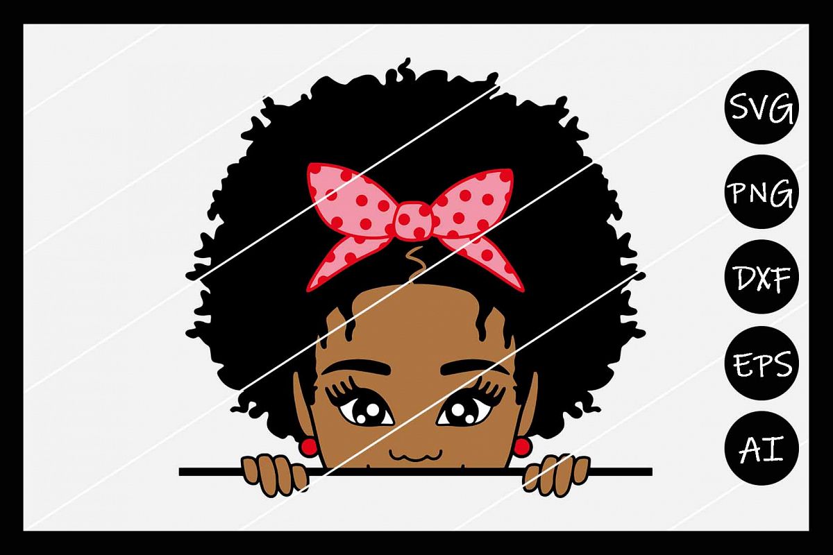 African American Afro Girl Puff SVG, Silhouette Cameo, Cut example image 1