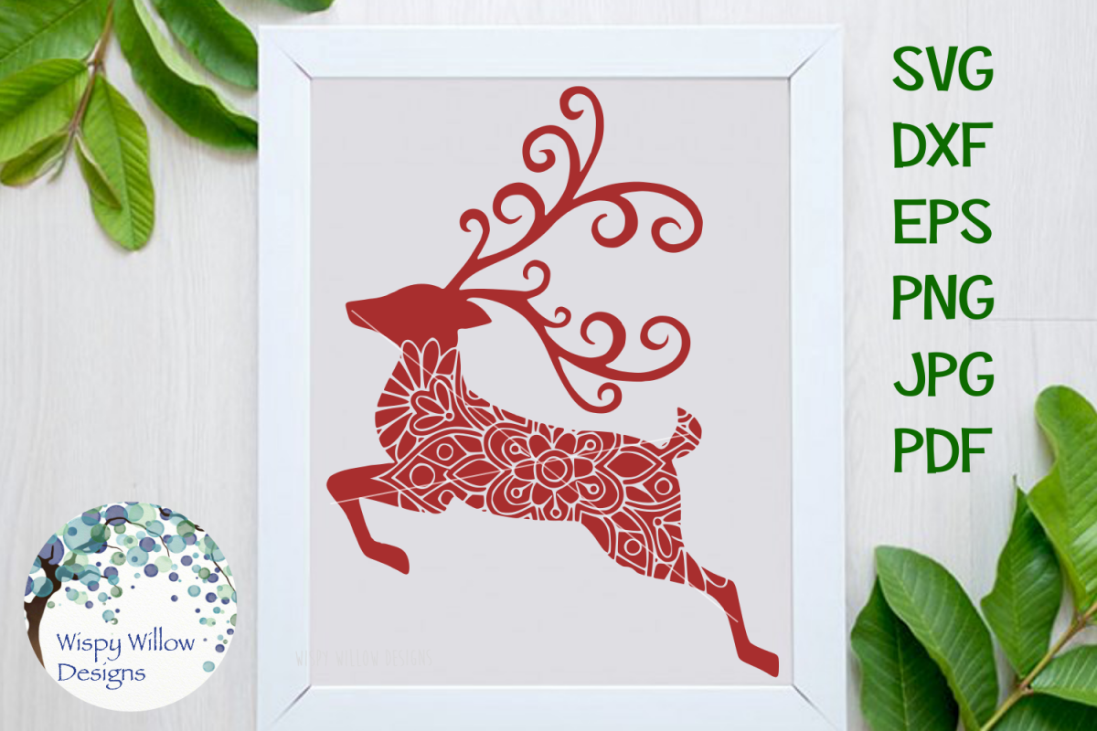 Reindeer Mandala, Christmas SVG Cut File example image 1