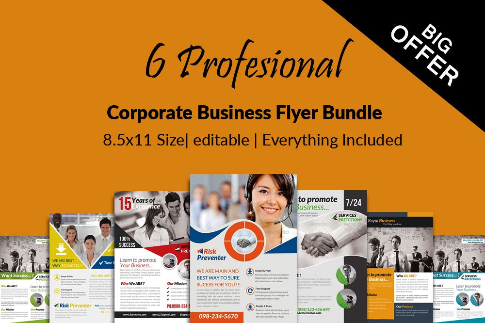 6 Corporate Business Flyers Bundle example image 1