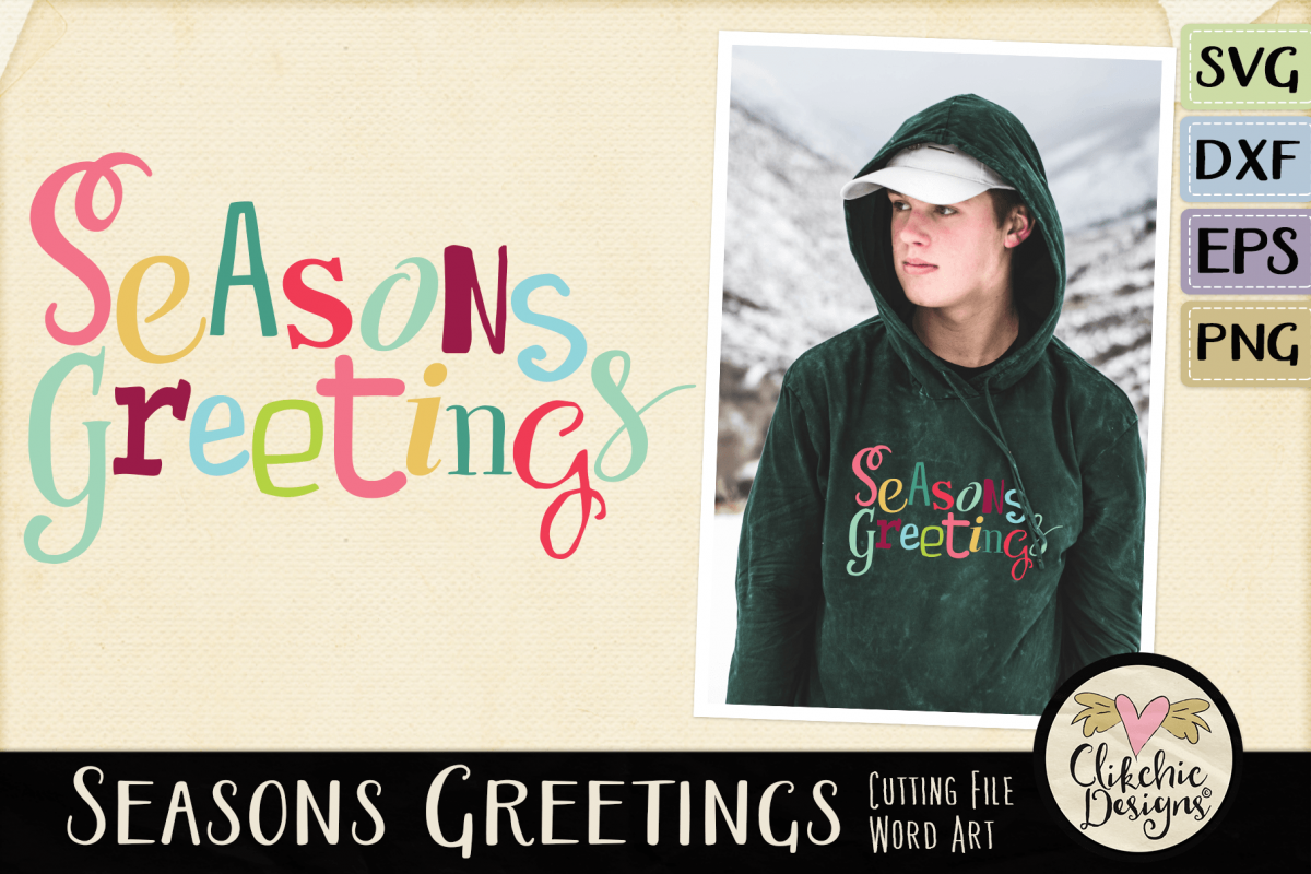 Chistmas SVG - Seasons Greetings Word Art & Vector Clipart example image 1