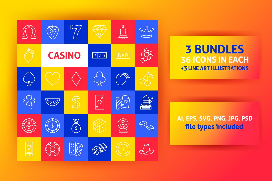 Casino Line Art Icons example image 1