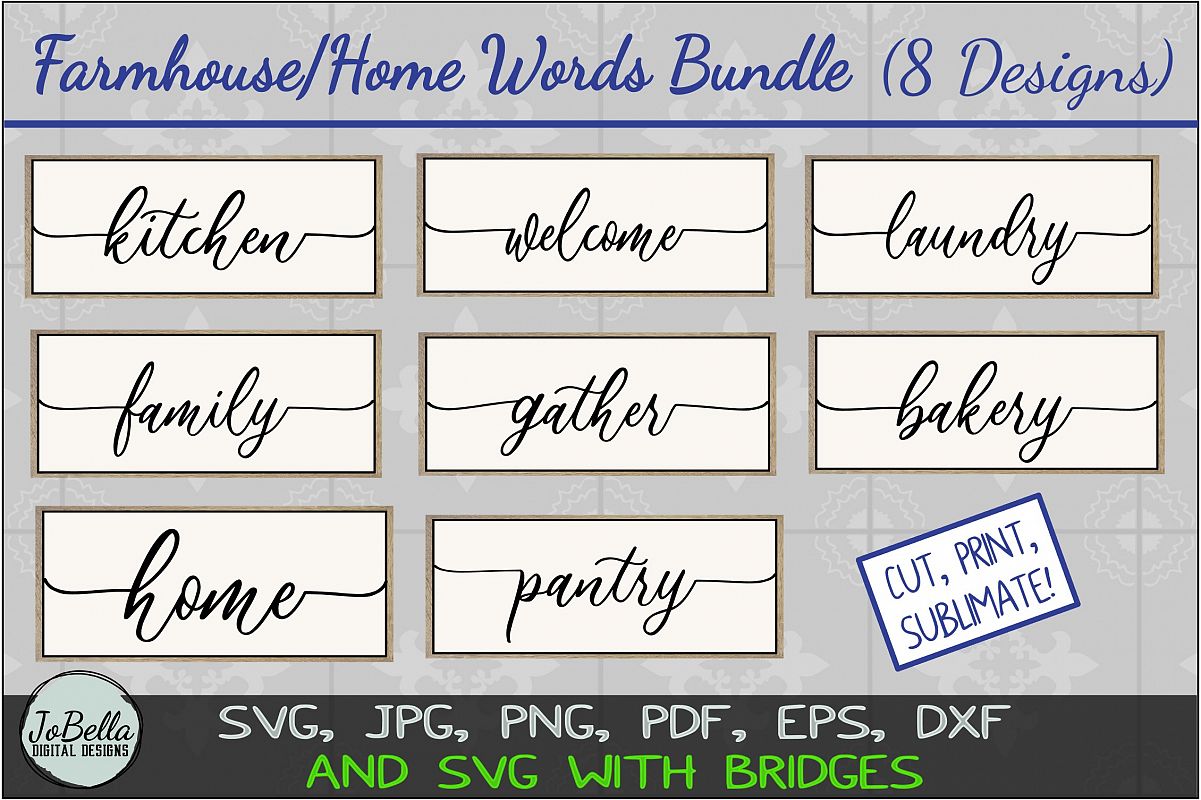 Farmhouse Home Words SVG Bundle, PNGs and Printables example image 1